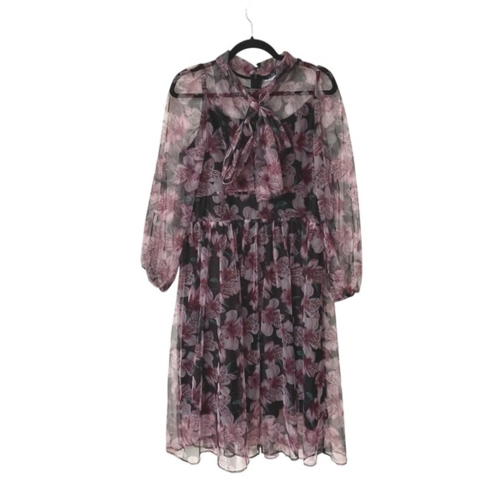 Dalia Macphee Floral dress purple and Black - Picture 1 of 5
